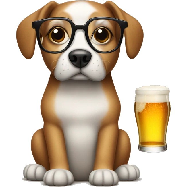 Dog with glasses with beer emoji