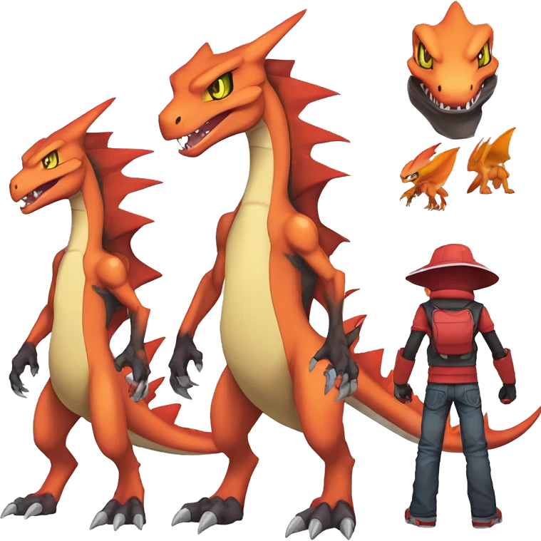  Cool Edgy Digimon-Fakemon-Guilmon-Genesect-Charizard-Velociraptor-Dragon full body emoji