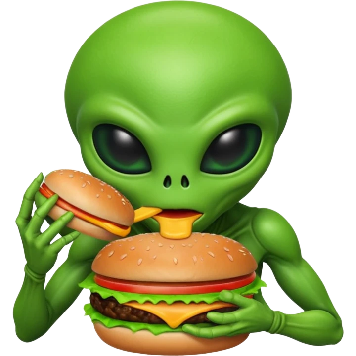 Alien eating burger emoji