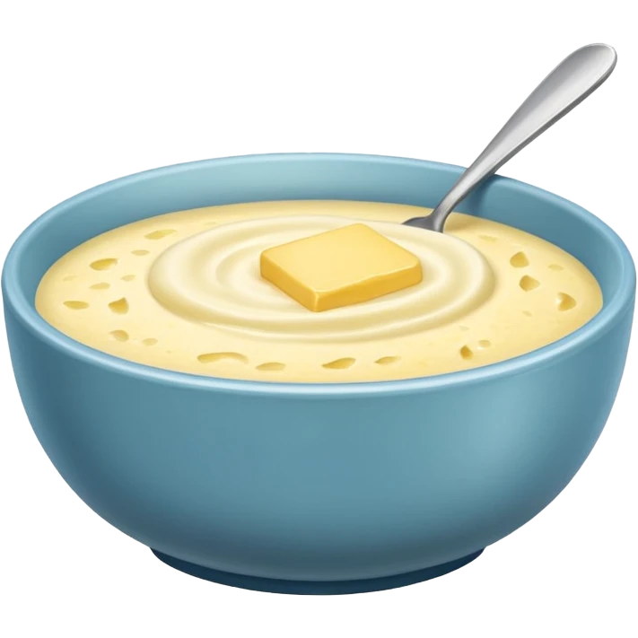 a bowl of grits with butter on top, simple, clear emoji