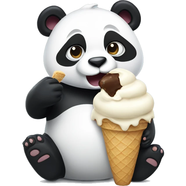Panda eating ice cream emoji
