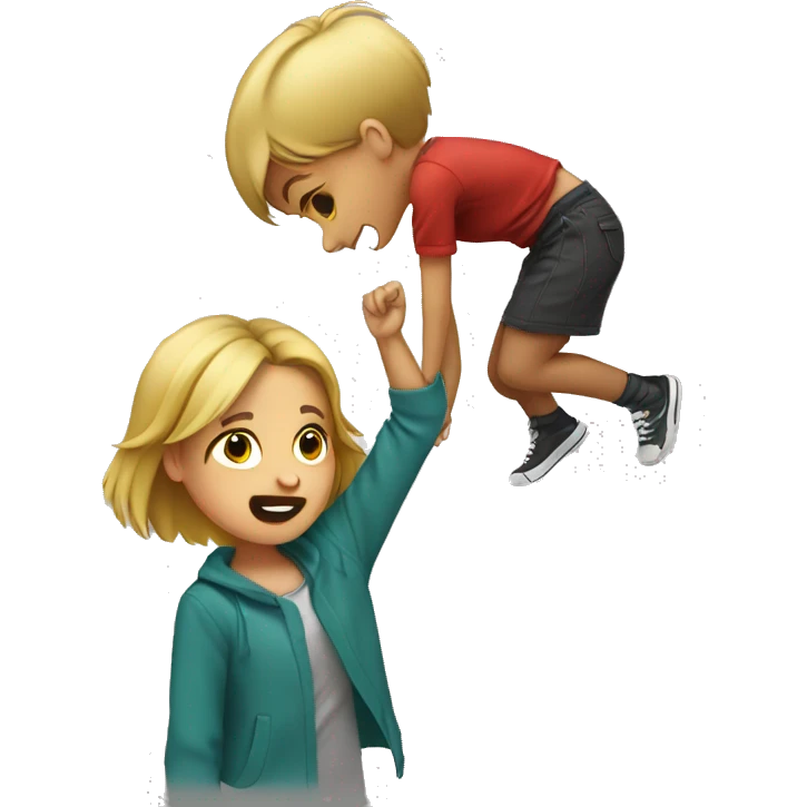 girl dabbing a boy's head emoji