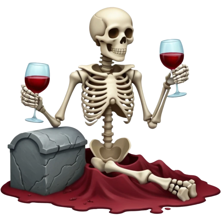Skeleton coming out of grave with a cup of wine emoji