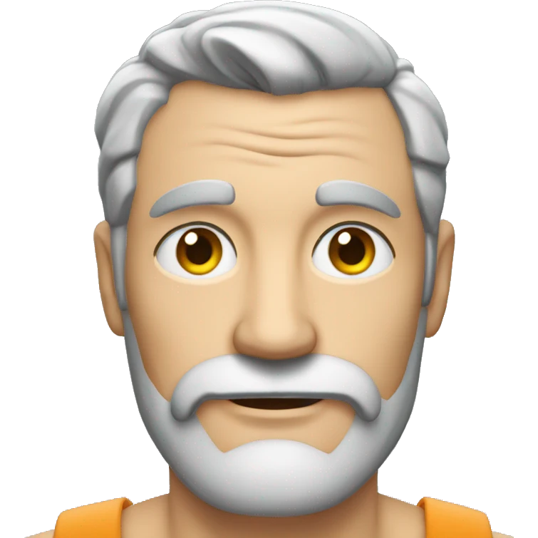 mid 50s dad, muscular, with beard, grey hair, portrait emoji