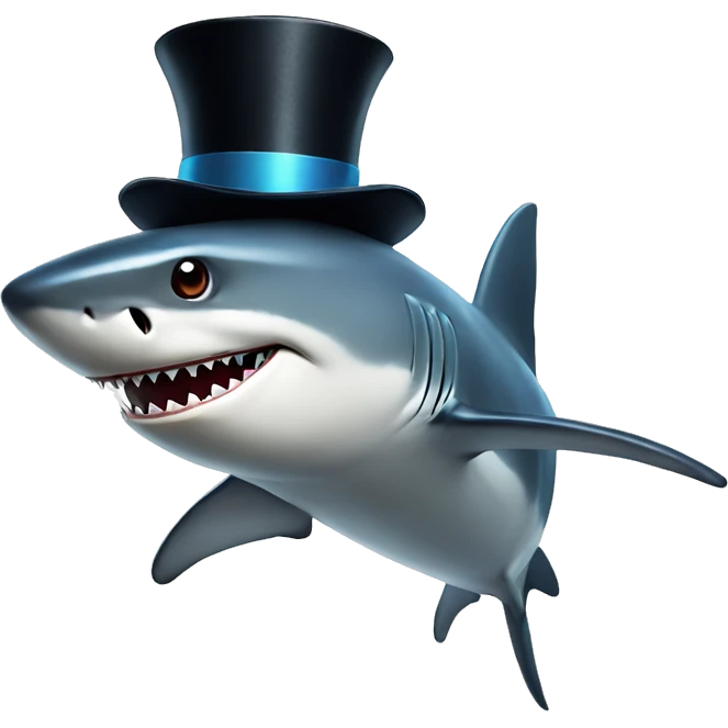Shark with a top hat emoji