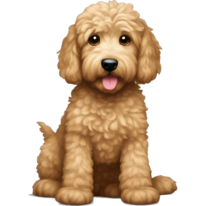 Goldendoodle with sassie face like oh no i am not doing that emoji