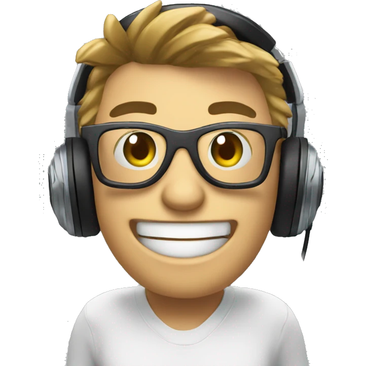 gamer with headset and mic with glasses and smile with thumbs up emoji