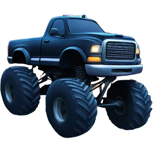 Monster truck on hill at night emoji