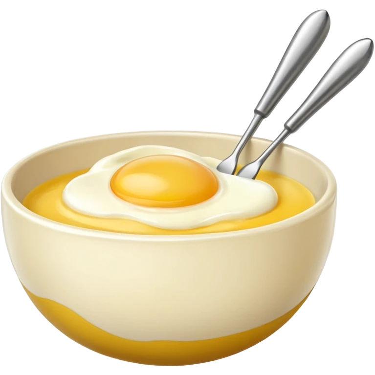 beaten egg in a bowl, There is a whisk inside the bowl. emoji
