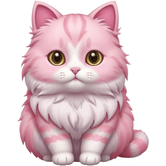 cute pink cat, full body. different body shape. emoji