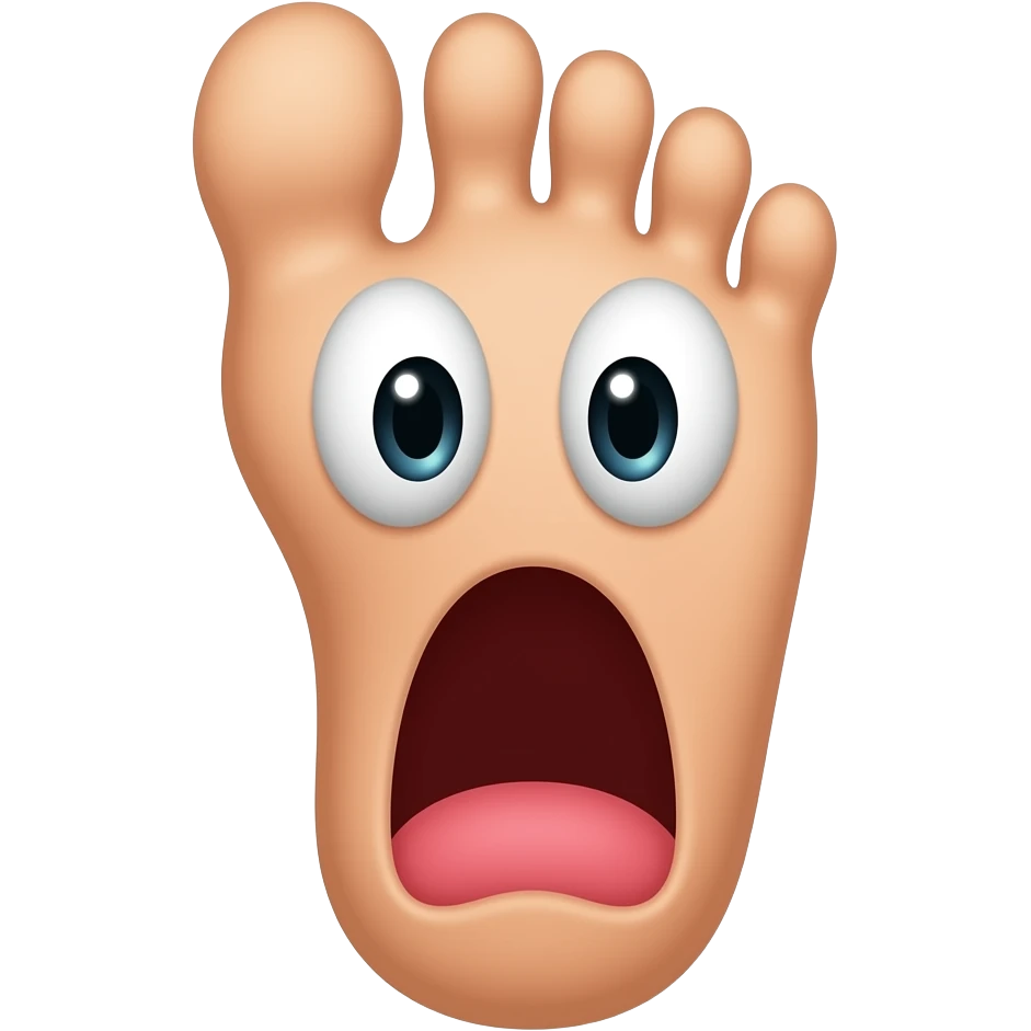 Foot screaming with cute eyes emoji