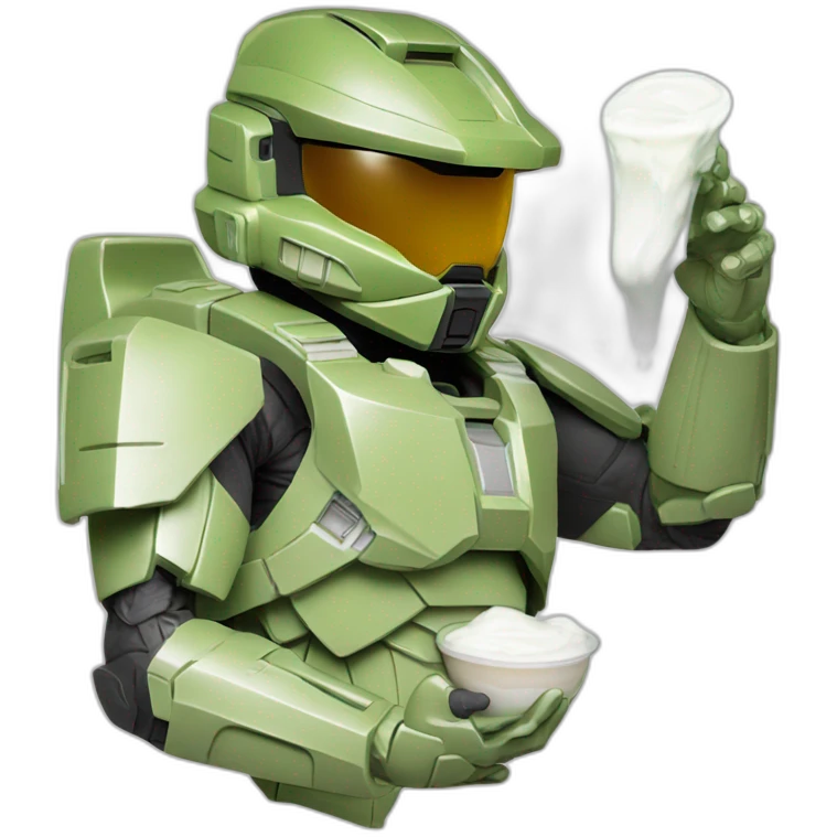 Master chief covered in milk emoji