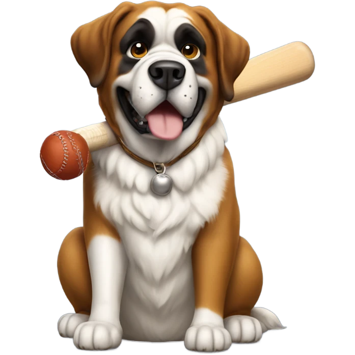Saint Bernard hitting a baseball with a bat emoji