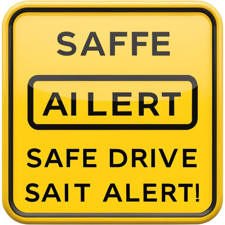 Yellow and black sign that says “safe drive alert” emoji
