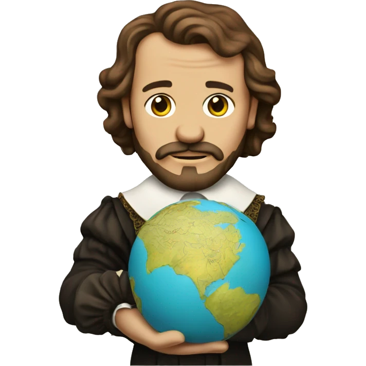 Shakespeare holds a globe in his hands emoji