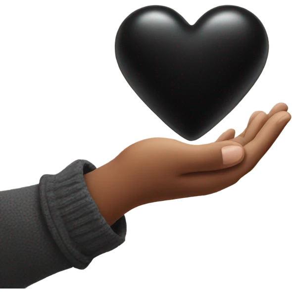 hand holding a black heart emoji