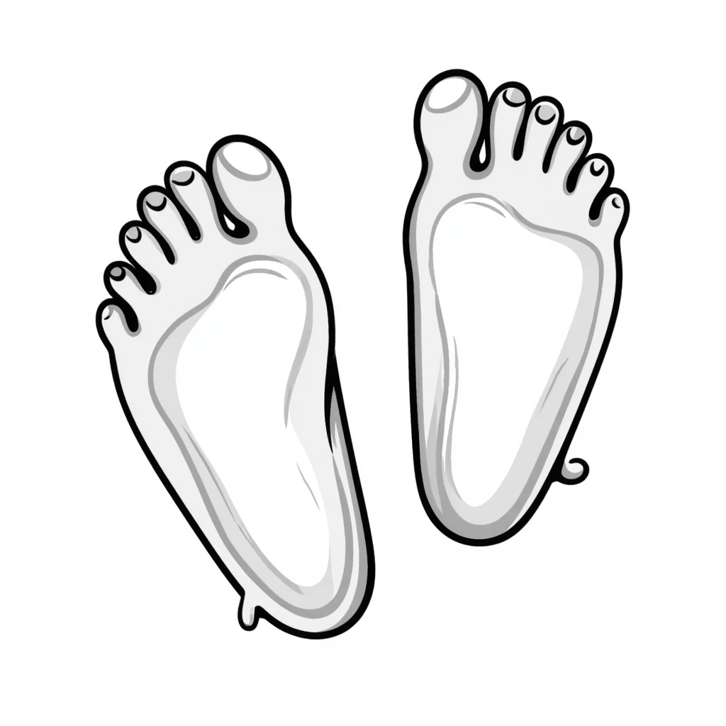 detailed illustration of bare foot soles with white sap sticking to them, realistic drawing emoji