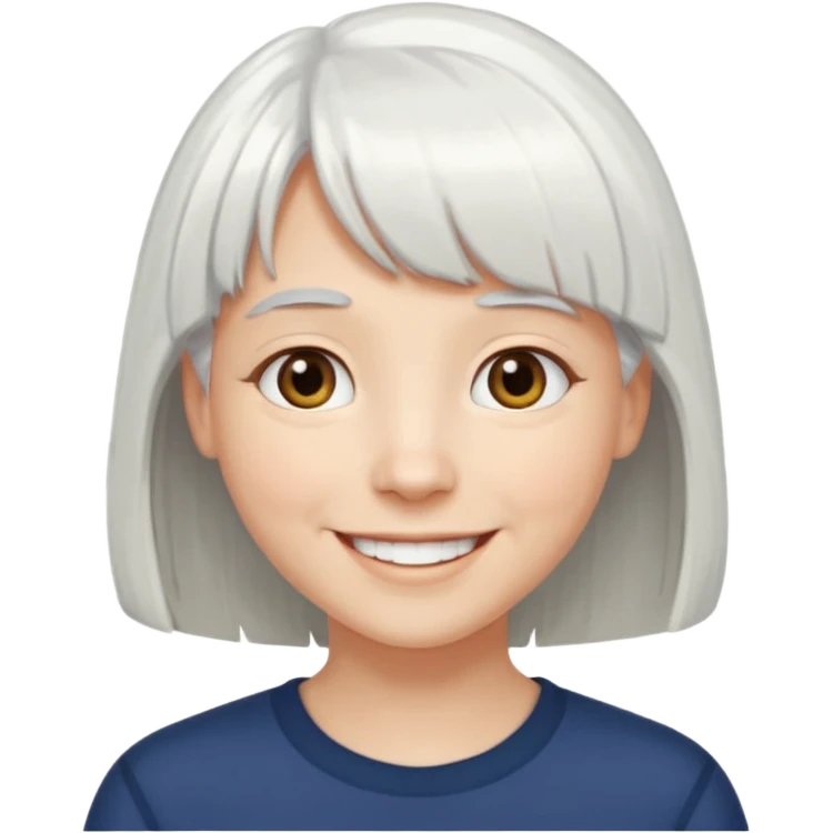 little longer white hair and bangs smile emoji