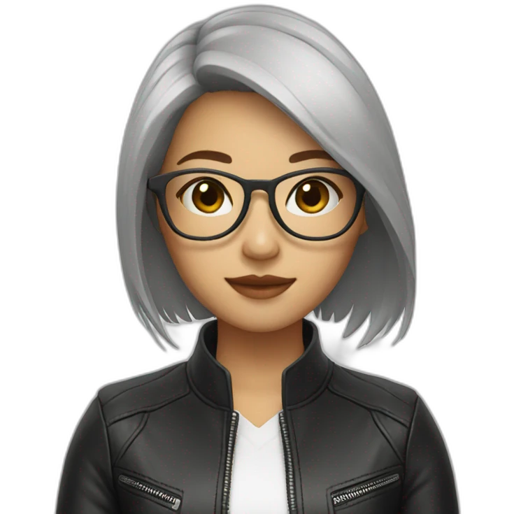 Asian girl in glasses and leather jacket emoji