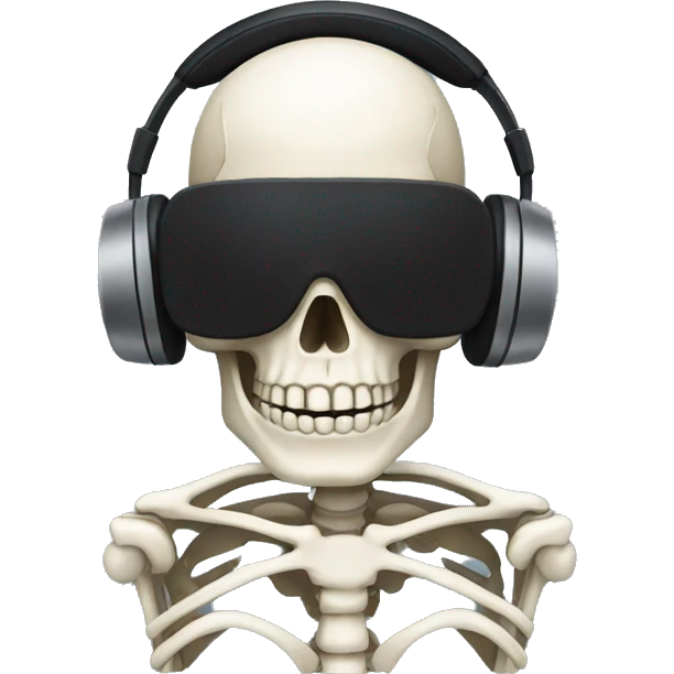 skeleton with a blindfold and headphones emoji