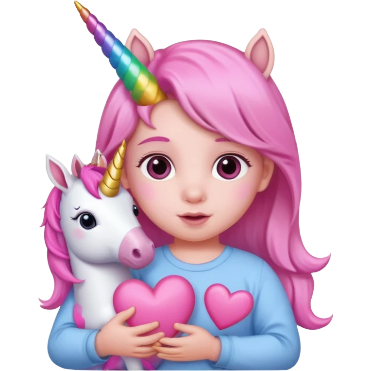 Kalp tutan bebek pembe unicorun emoji