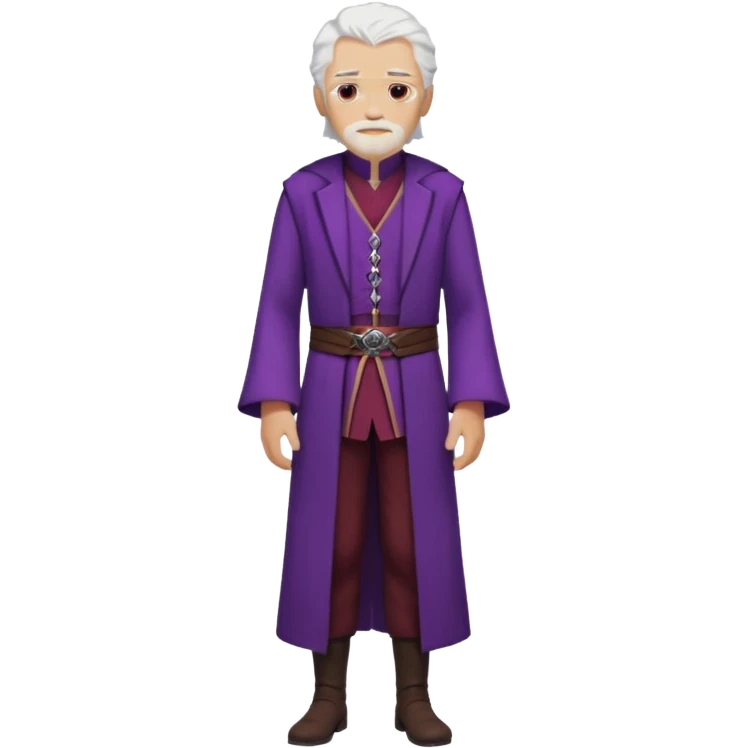 a white haired old man with purple eyes standing, full body, in Targaryen themed clothes, clothes aren't purple  emoji