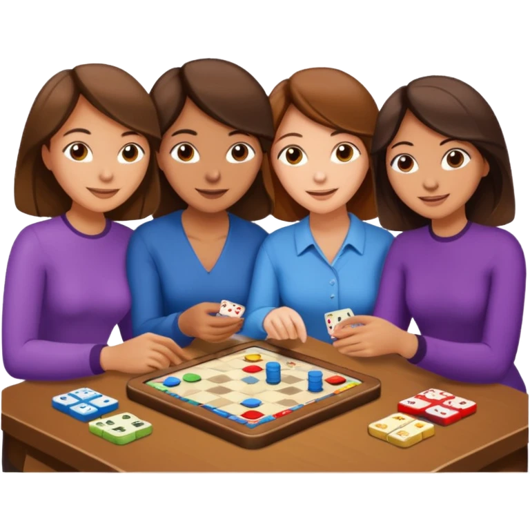 3 male and female brunette friends playing board game emoji