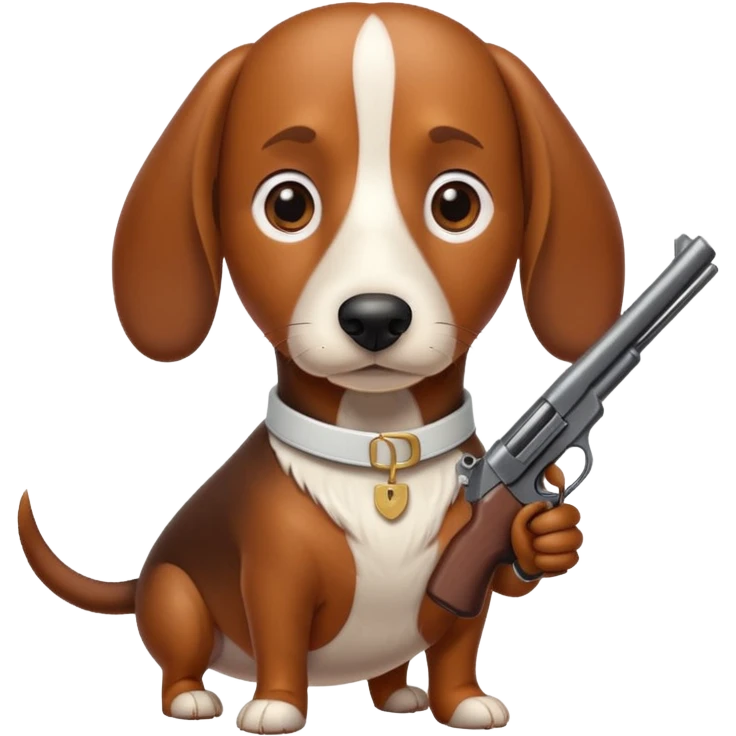 Wiener dog with gun emoji