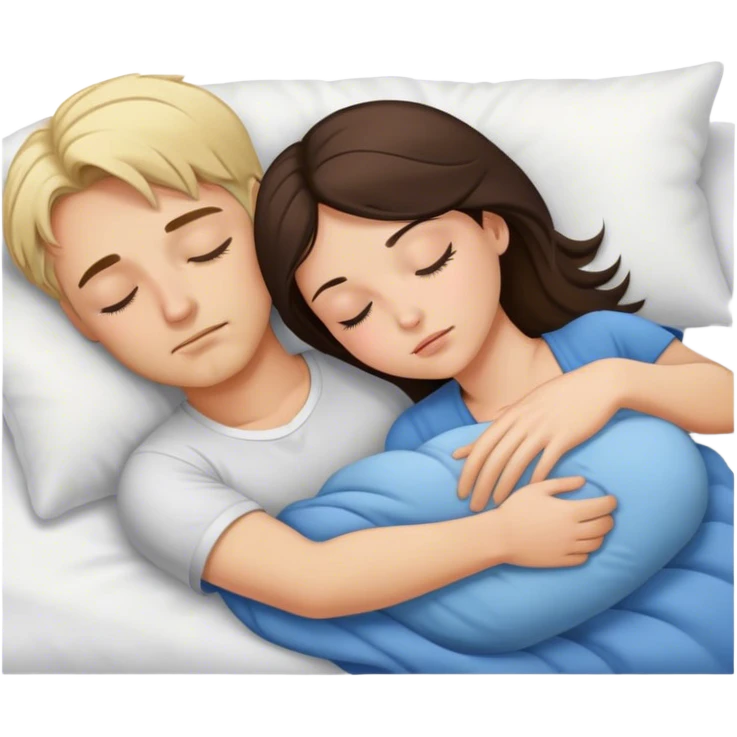 Blond man and brunette woman asleep emoji