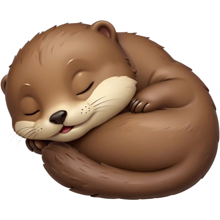 Meme-Worthy Cute Sleeping Otter Portrait Emoji, Head resting peacefully with a contented smile, showcasing a sleek, streamlined build and a luxuriously soft brown Fur, eyes shut in a serene, restful nap, Simplified yet hilariously adorable features, highly detailed, glowing with a soft, drowsy light, high shine, relaxed and utterly lovable, stylized with an air of playful laziness, bright and heartwarming, soft glowing outline, capturing the essence of a comically sleepy otter, so meme-worthy it feels like it could instantly become the next viral sensation of adorable slumber! emoji