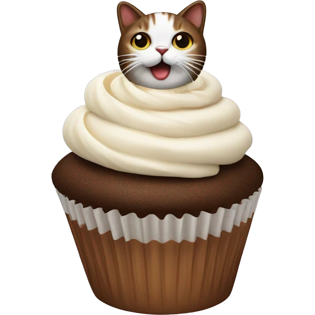 Cupcake with a Cat’s head and cream on top emoji