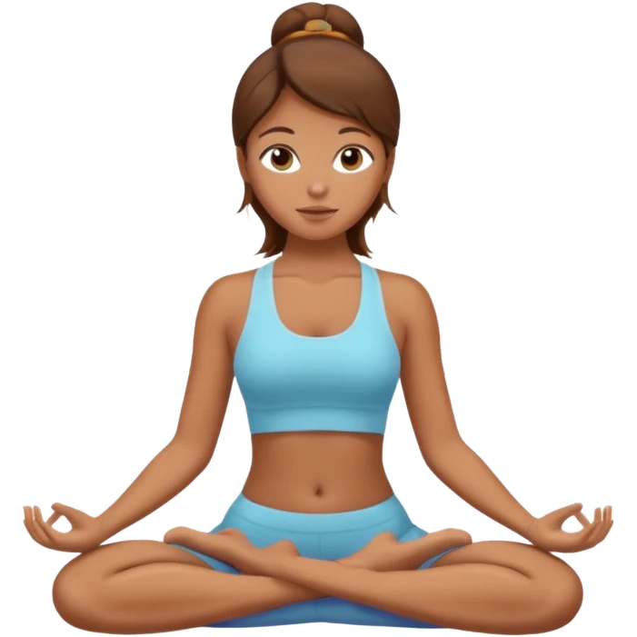 tanned girl with brown hair doing yoga emoji