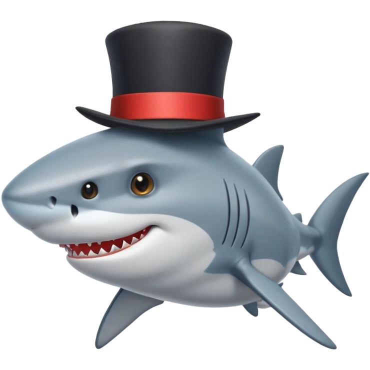 Shark with a top hat emoji