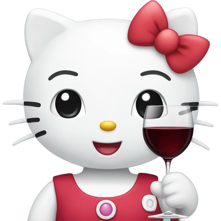 Hello Kitty drinking red wine emoji