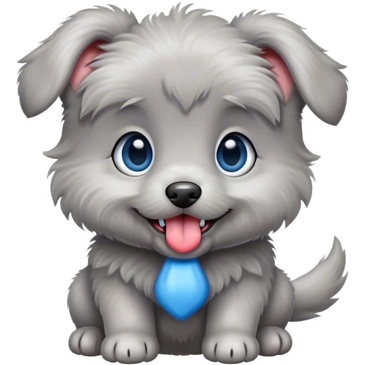 Create a gray puppy with blue eyes and tongue out  emoji
