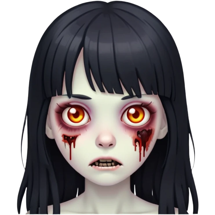 zombie girl with black long hair and bangs emoji