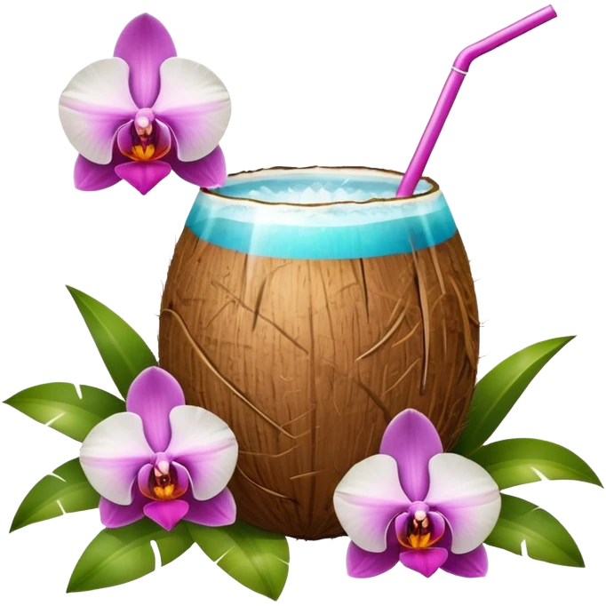 conut drink with flowers emoji