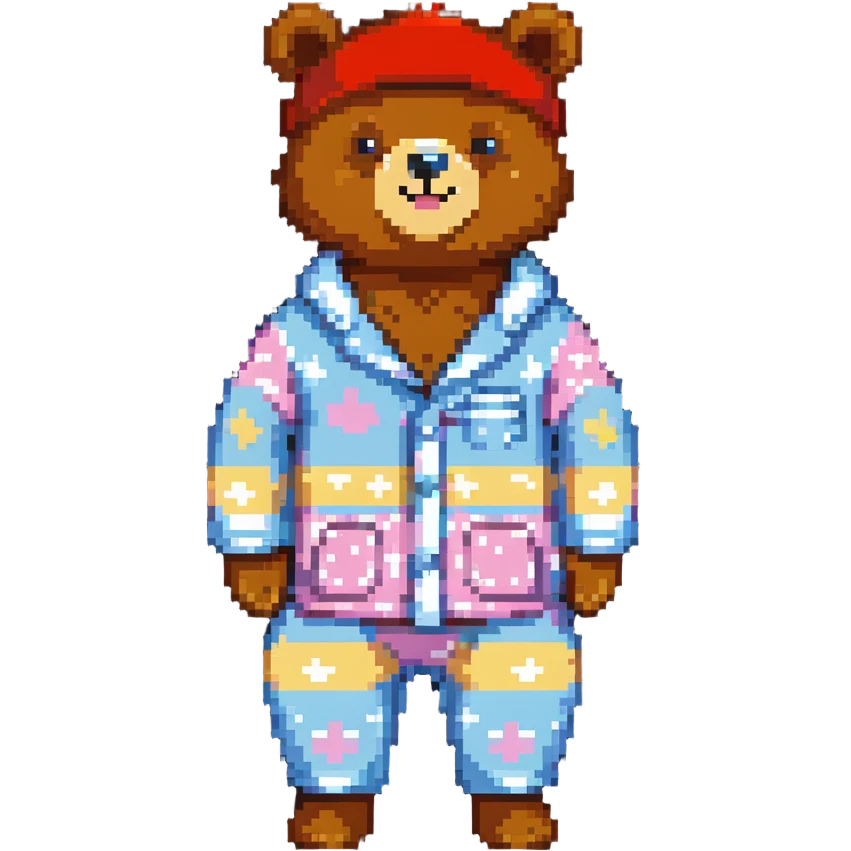 bear in pajamas standing and smiling emoji