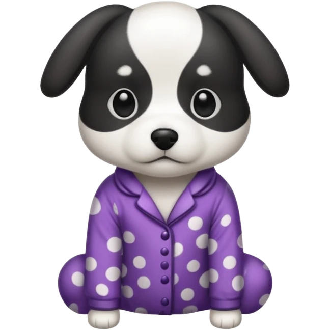 Black and white dog in mal pj's emoji