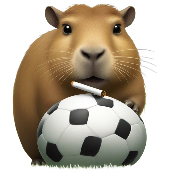 Capybara smoking a cig while playing soccer emoji
