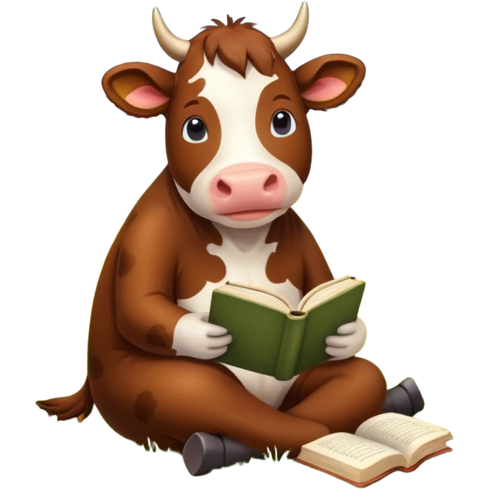 Cow + books + flower  emoji