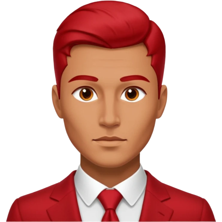 red gradient background, confidently. The lighting is dramatic and cinematic, emphasizing his facial structure and giving a luxury fashion magazine vibe. Ultra-realistic, high-detail, editorial photography style. 4K resolution, symmetrical composition, minimal background elements. 4:3 ratio. emoji
