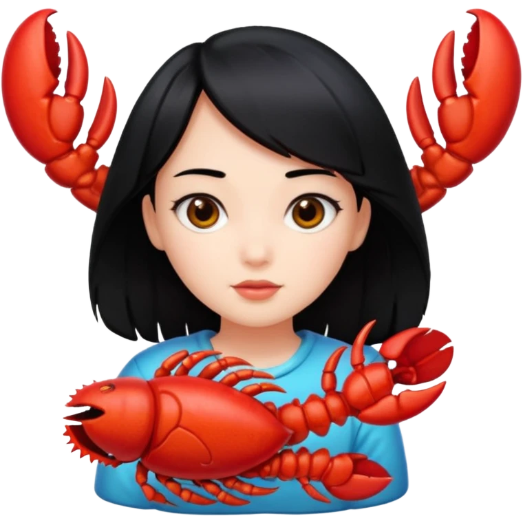 Generate an emoji for “lobster girl” make it cute. She has black hair emoji