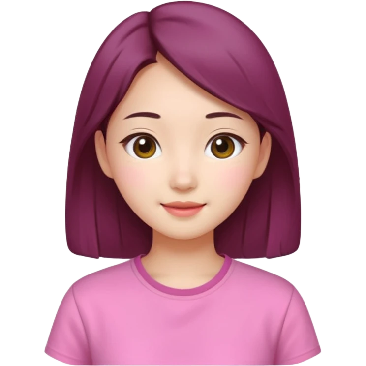 Korean girl beautiful and happy with a pink shirt emoji