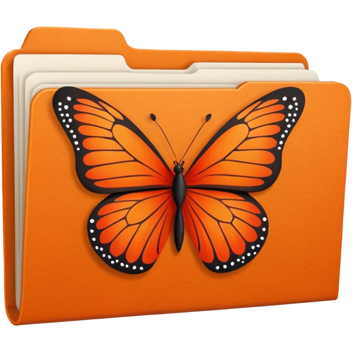 orange file folder with red butterfly on the cover emoji