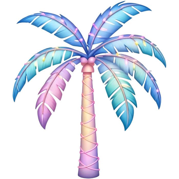 Pastel palm tree with fairy lights around it emoji