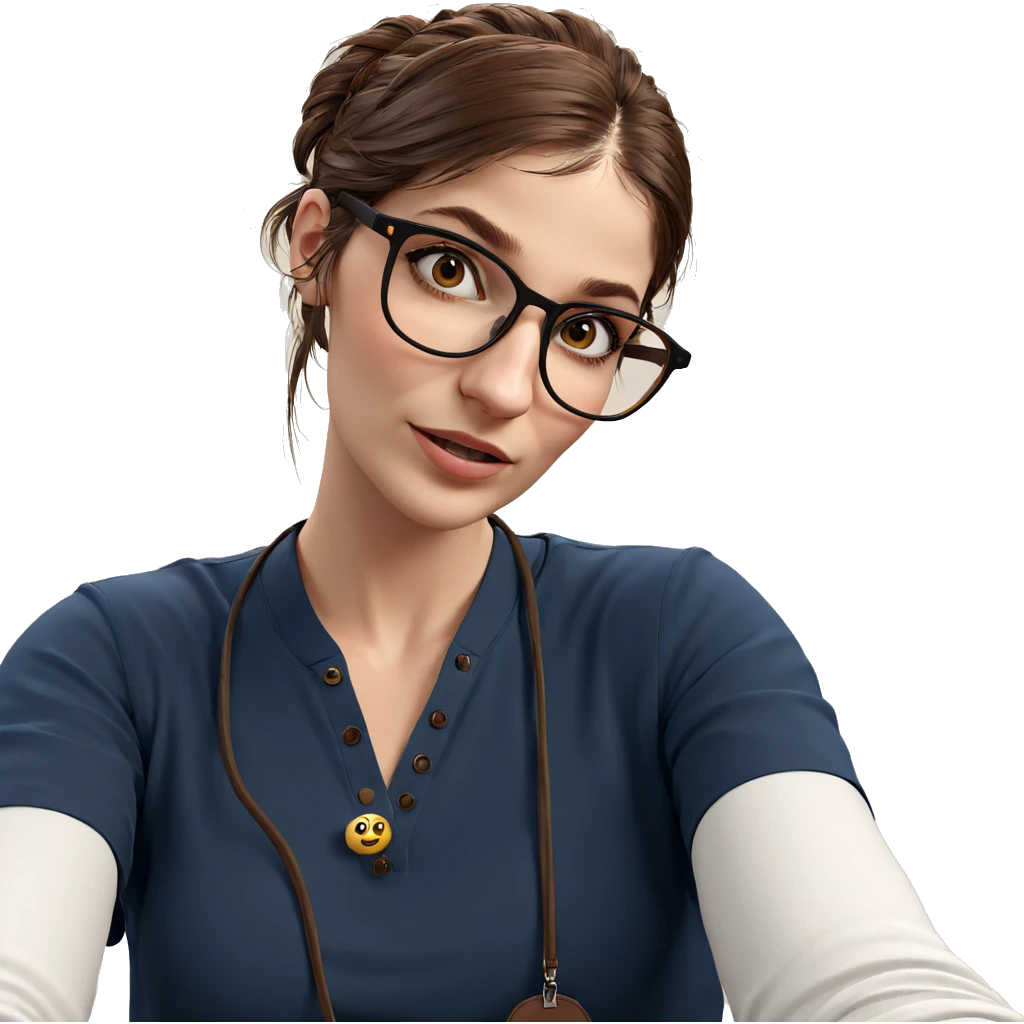 brown-haired girl with glasses emoji