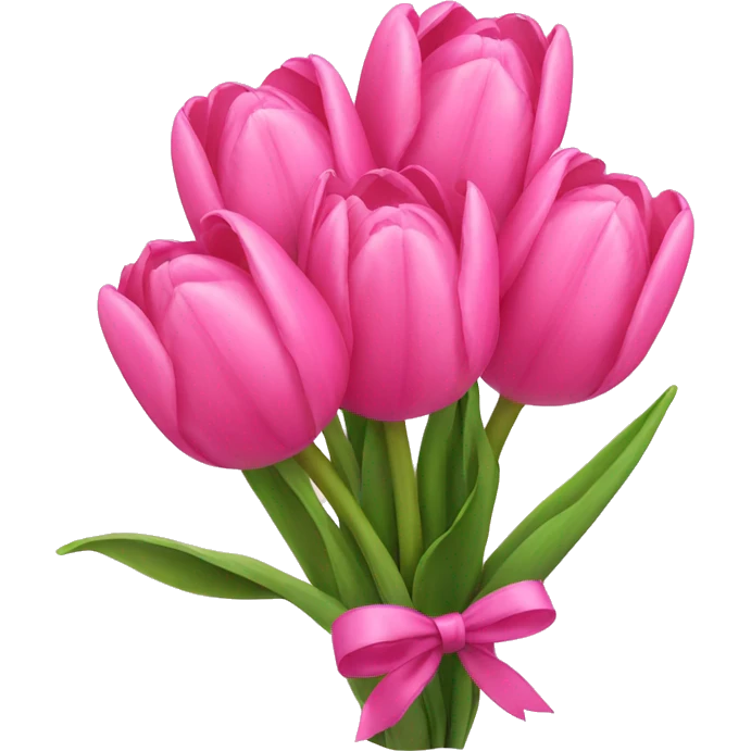 Pink tulips with pink bow around it emoji