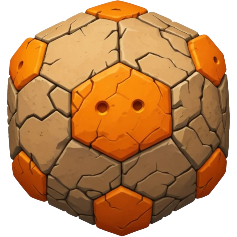 american-orange-intricate-stone-age-rocky-crusted-dodecahedron-shaped emoji