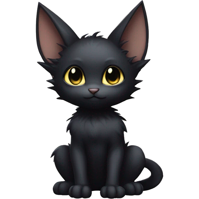 a anthro chibi-style black batty cat-Fakémon-hybrid full body emoji